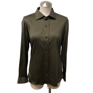 Tom Ford Button Up Shirt Womens 48 14 Olive Green Triacetate Cotton Italy BT248